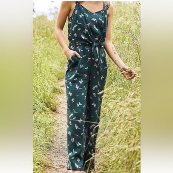 Matilda Jane Evergreen Dream Jumpsuit With Pockets Hummingbird Print NWOT Small - Picture 3 of 15
